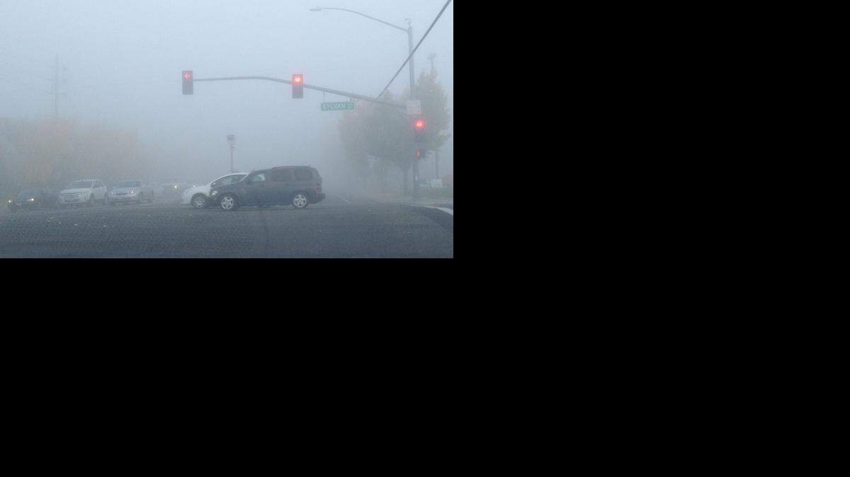 
During foggy conditions, the California Highway Patrol advises motorists to drive with their headlights on low beam and keep a safe speed.
