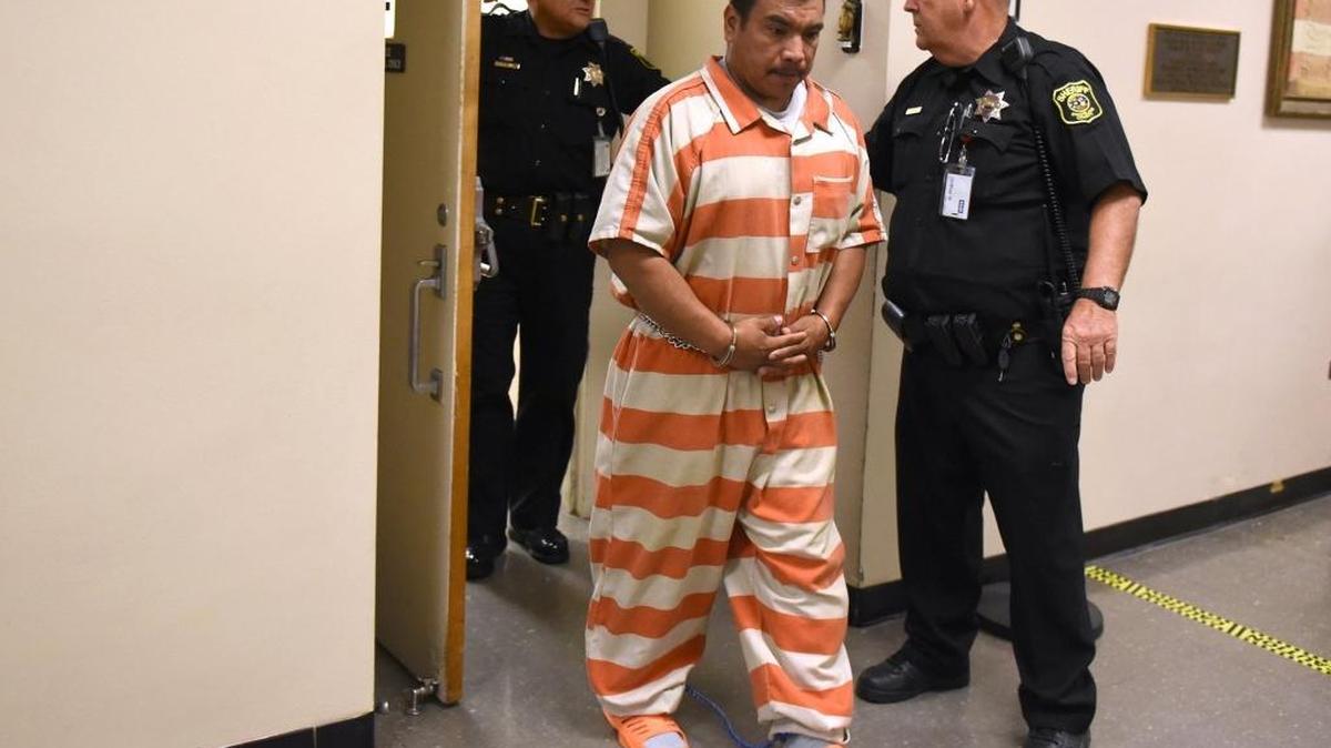 Juan Carlos Barriga crosses the hall after an August hearing in Stanislaus Superior Court in Modesto.