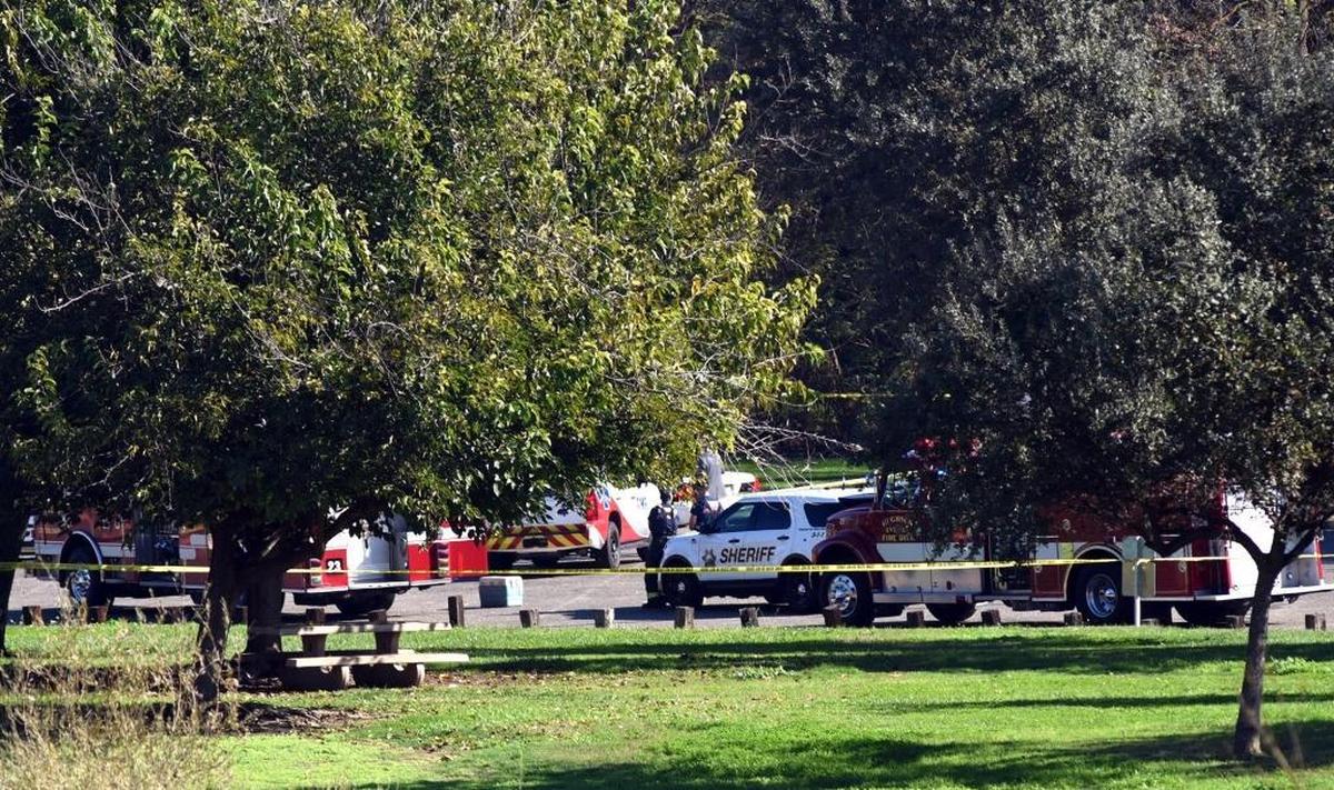 Law enforcement and emergency crews respond to the fatal shooting of Stanislaus County sheriff’s Deputy Dennis Wallace on the morning of Nov. 13 at the Fox Grove Fishing Access in Hughson.