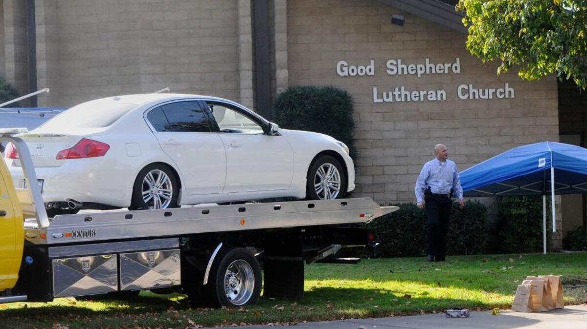 Turlock police investigate the shooting of Amritpal Sandhu, who was found dead in his white Infiniti on Nov. 6, 2013. The car came to a stop on the lawn of Good Shepherd Lutheran Church at East Main Street and North Minaret Avenue in Turlock.