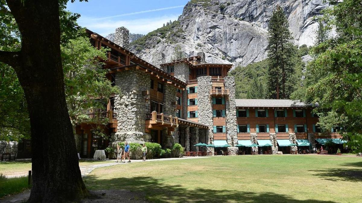 
A view of the Ahwahnee Hotel in Yosemite National Park 
