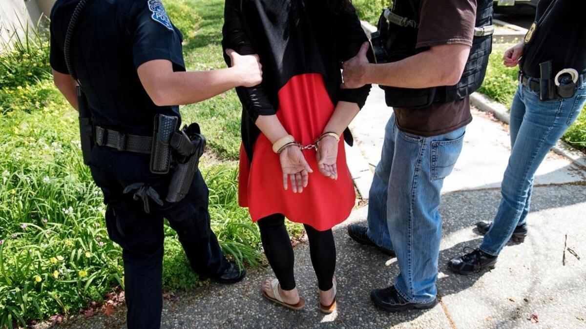 Modesto police arrest a woman on suspicion of prostitution in Modesto in 2017.