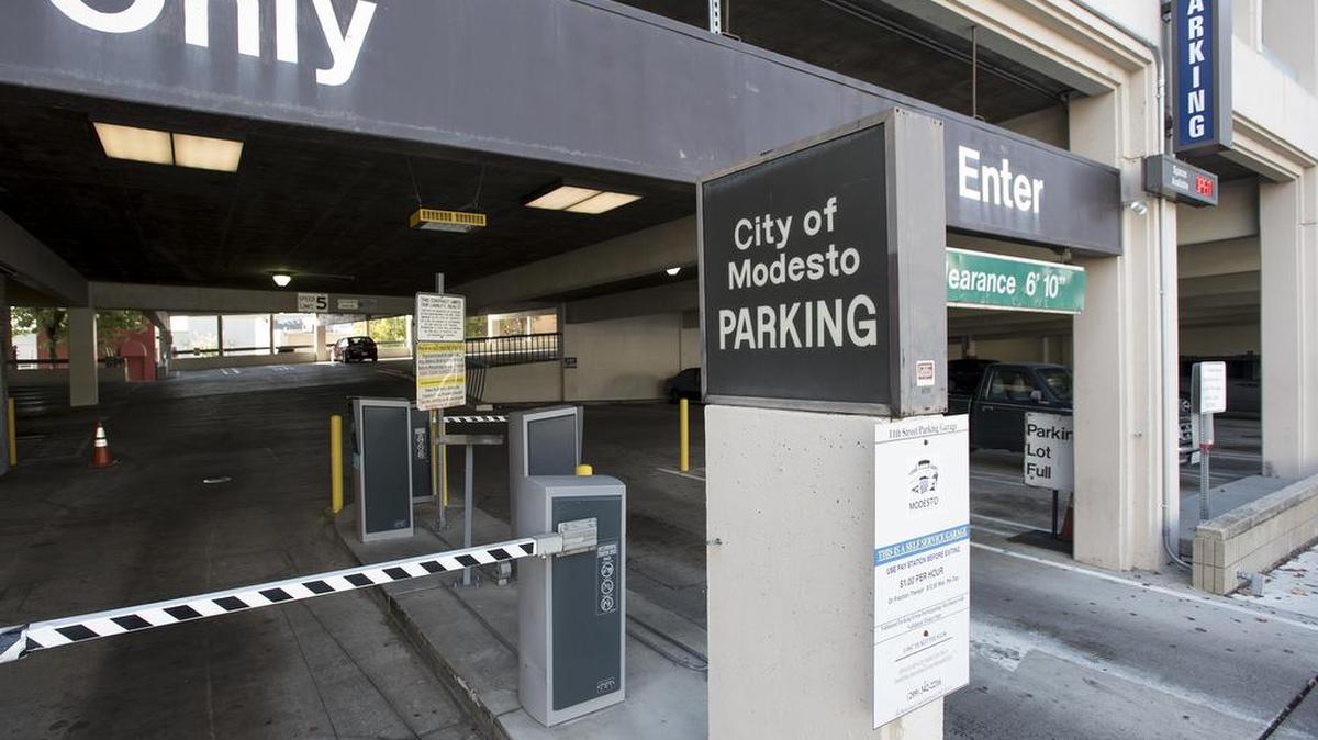 The city-owned parking garage on 11th Street in Modesto, Calif.