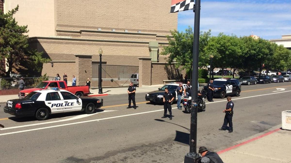 Modesto police officers were called to quell a disturbance outside the Stanislaus County Superior Courthouse Friday, June 17, 2016, after a guilty verdict was announced in a 2013 west Modesto shooting.