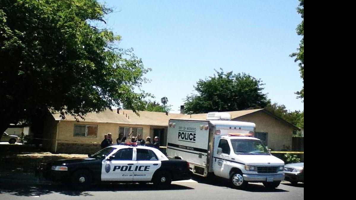 
Modesto police investigate the scene of Sunday’s fatal shooting.
