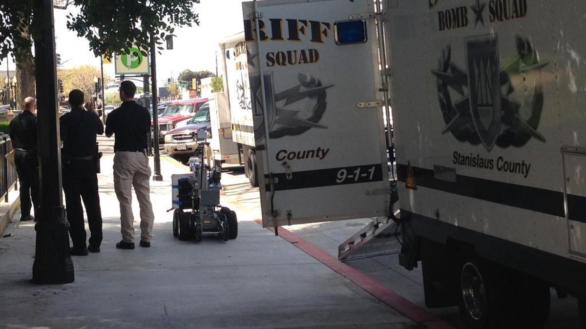 Authorities have cordoned off one side of the Stanislaus County Courthouse in downtown Modesto due to a suspicious package.