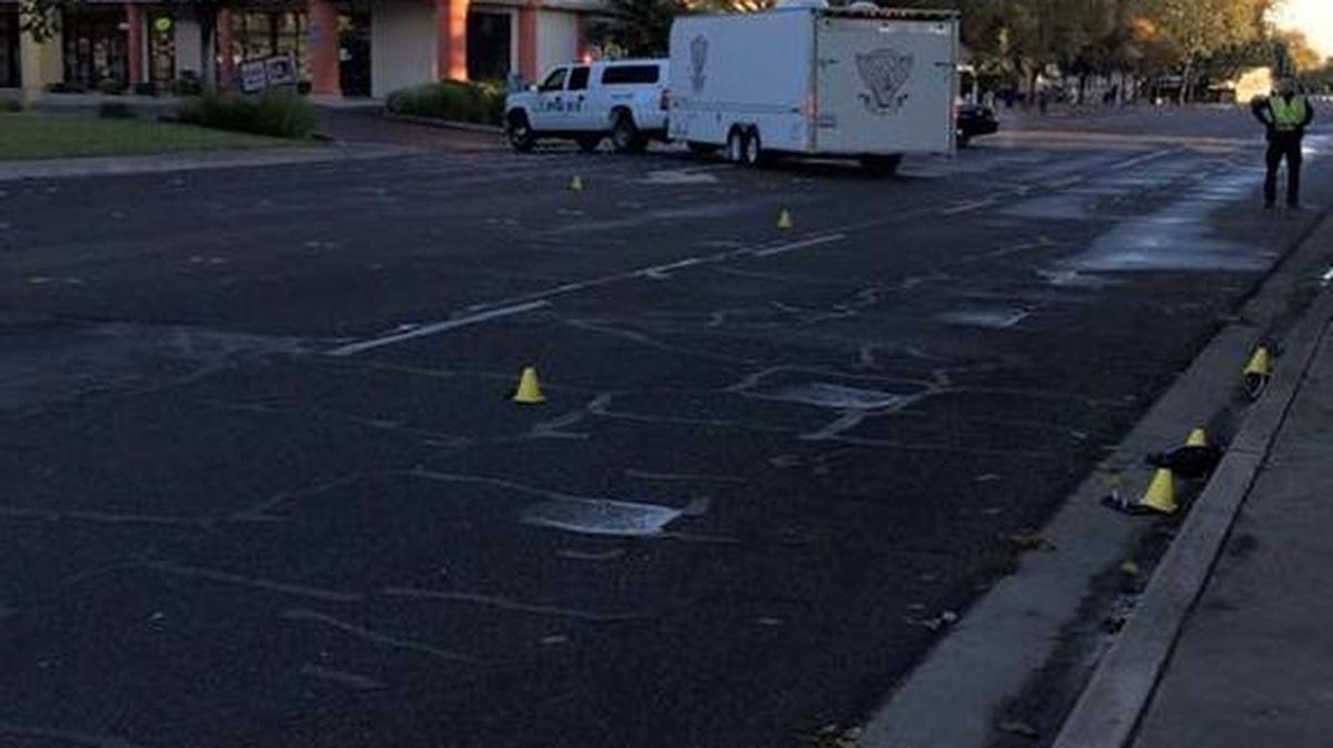 Police work the scene of a major-injury hit-and-run collision in the area of Paradise Road and Sutter Avenue on Tuesday morning.