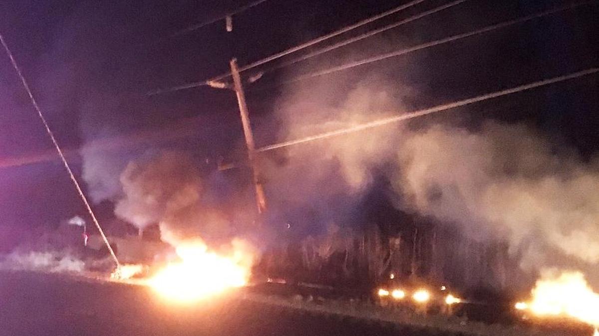 A suspected drunk driver crashed into a power pole just outside Waterford early Saturday morning, sending the transformer to the ground, which sparked a vegetation fire.