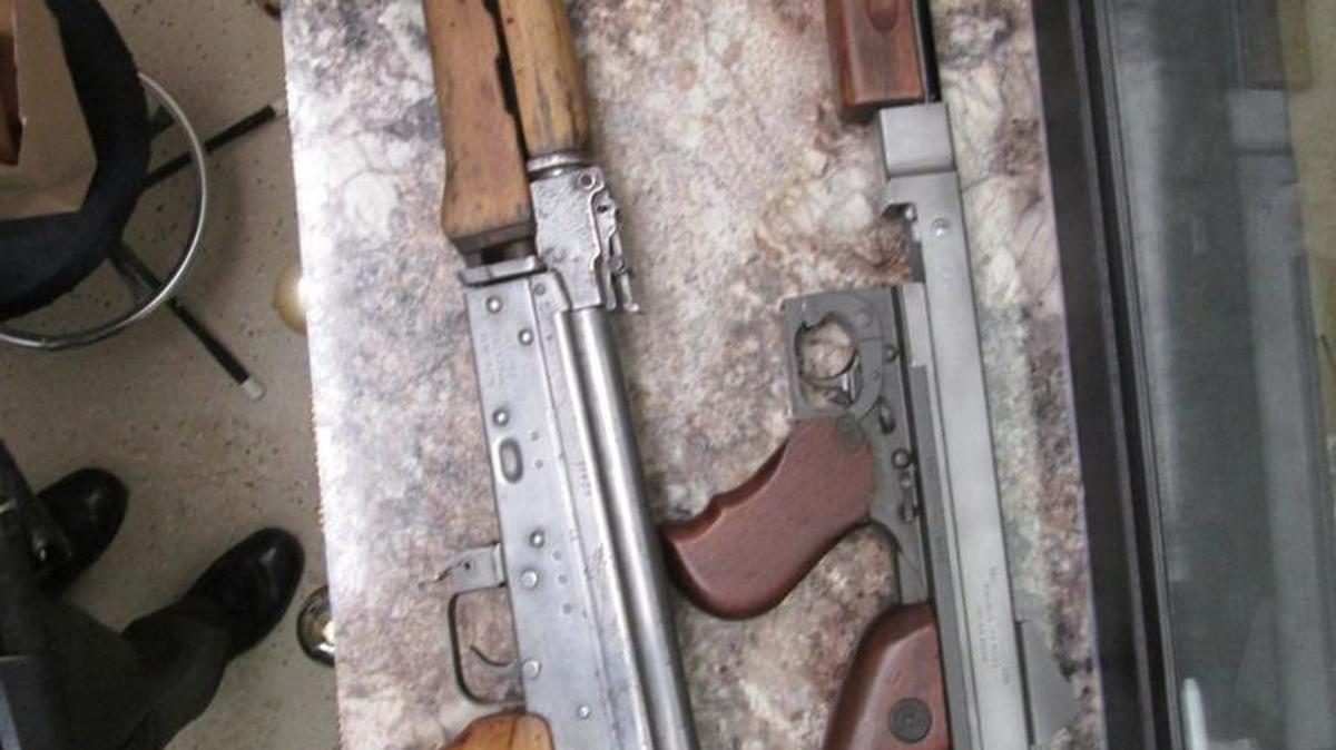The AK-47 assault rifle and Thompson submachine gun seized by Tuolumne County sheriff’s deputies