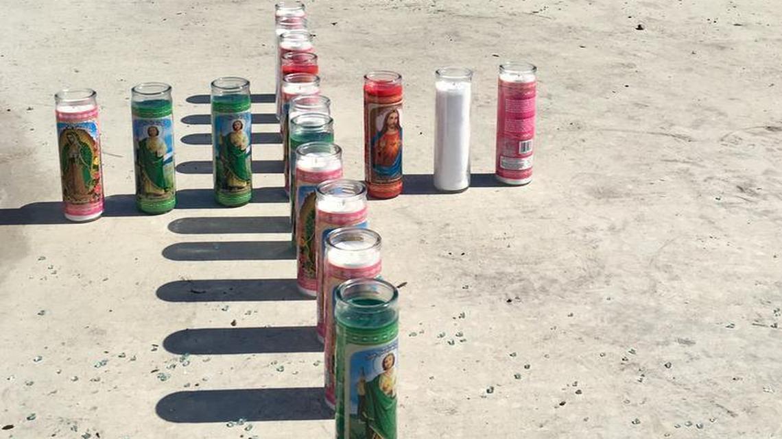 A makeshift memorial was set up near the crash that killed an 11-year-old Merced boy in a fatal hit-and-run crash that occurred just before 11 p.m. Monday, March 13, 2017.