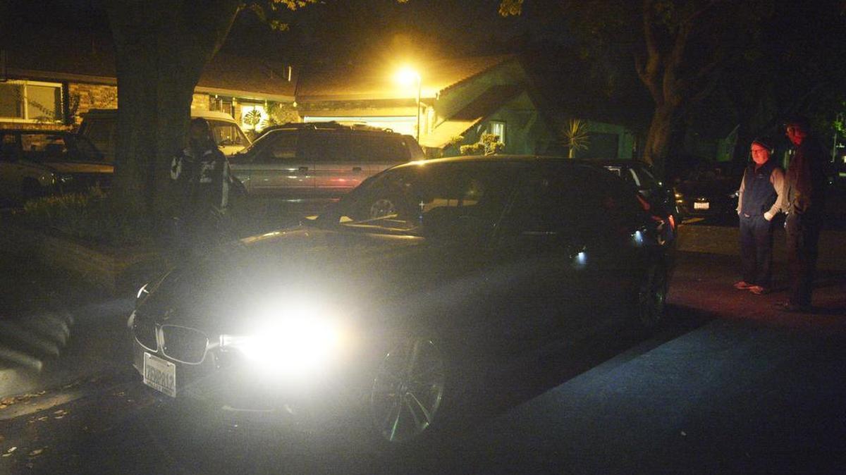 This vehicle on Maplewood Drive in Modesto, Calif., is the one that officers believe was carjacked on Tuesday, Nov. 17, 2015. The suspect fled this vehicle, according to witnesses.
