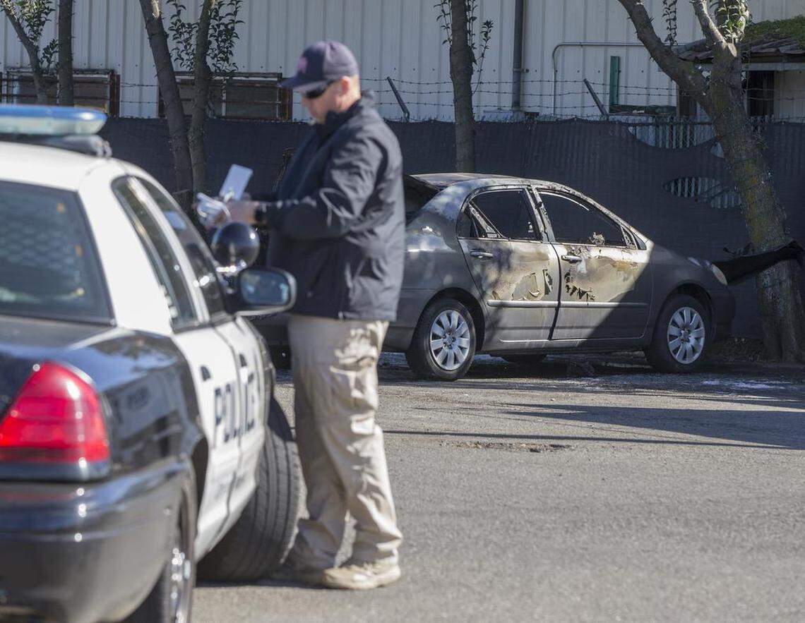 Modesto Police and Modesto Modesto Fire Department are investigating a car fire near Sylvan Ave and Oakdale Road after a body was found in the burning car Sunday, Feb 18, 2018.