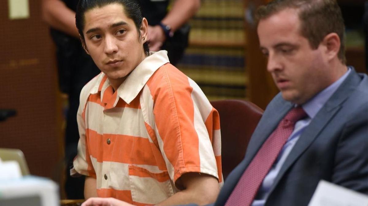 Frank Guerra, left, is seen Thursday, June 2, 2016, at his sentencing hearing with his attorney Ryan Roth in Stanislaus Superior Court in Modesto. The Turlock man has been convicted of battering his girlfriend and caging the young woman in a large dog crate for hours on end.