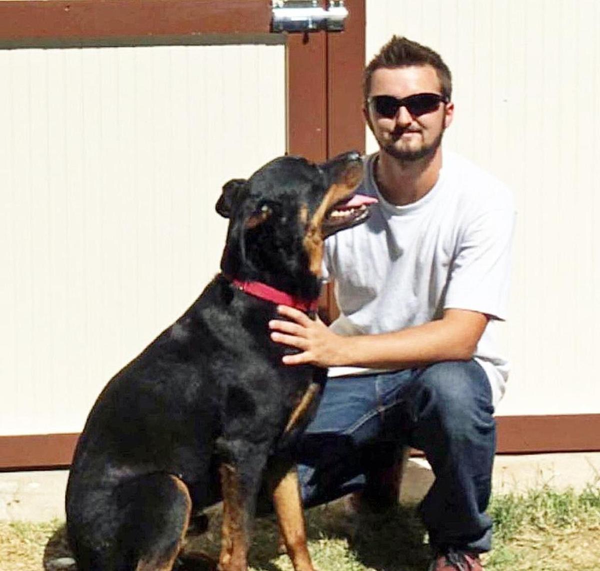 Cody Lea, with his dog, Gunner. Lea was shot and killed at Ustach Park in Modesto, California, on Nov. 21, 2017.