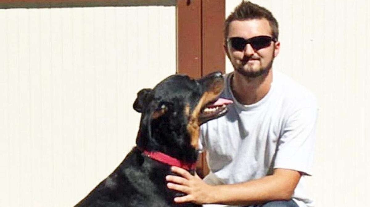 Cody Lea, with his dog, Gunner. Lea was shot and killed at Ustach Park in Modesto, California, on Nov. 21, 2017.