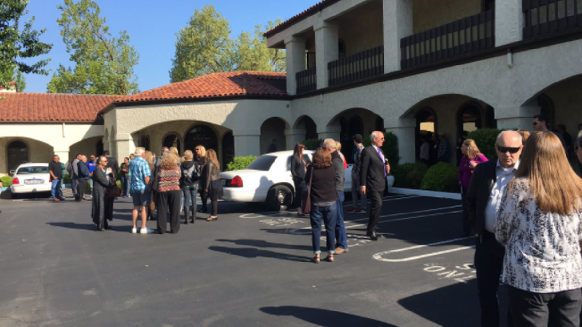 Scene from outside court where today Judge Zuniga is expected to render decision in preliminary hearing in Korey Kauffman murder case.