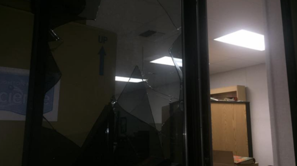Two juveniles were arrested and another is being sought after a classroom was broken into at Creekside Middle School on Tuesday.