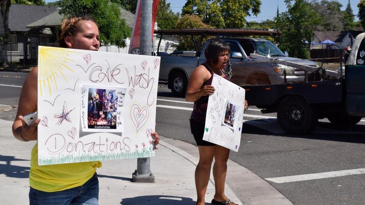 A car-wash fundraiser for the family of a 13-year-old Modesto girl shot to death late last month was shut down Friday at 14th and D streets for violating the city’s water conservation program.