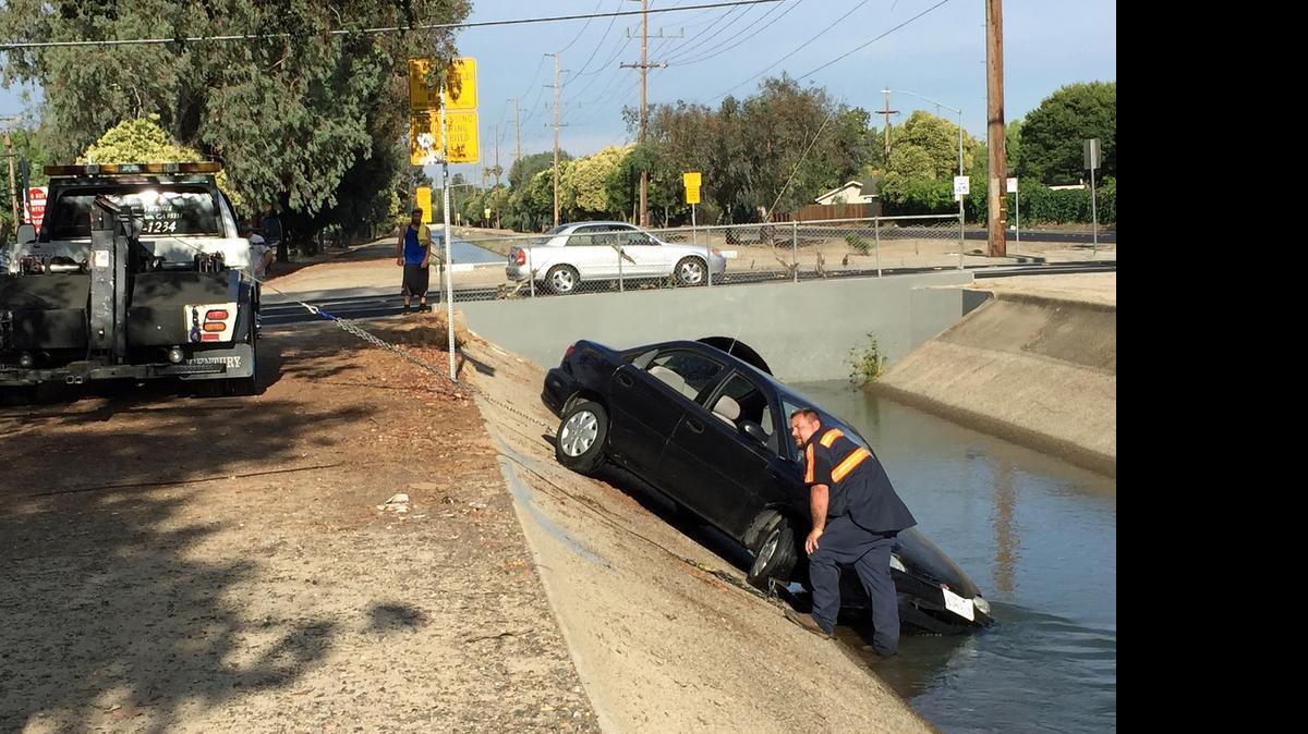 
Amber Williams, 24, was driving a Kia west on Briggsmore Avenue on Wednesday when she veered off the road at Carver Road, authorities said.
