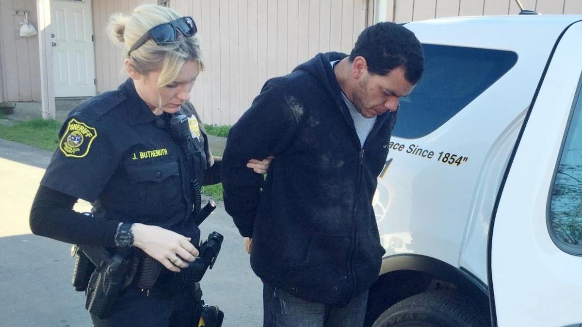 A Stanislaus County Sheriff's Department deputy arrest 37-year-old Efrain Marcucci after deputies find a rooster fighting operation in West Modesto.