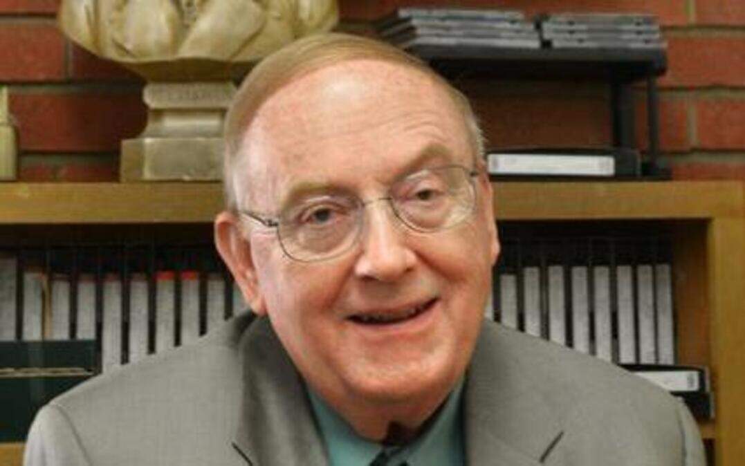 
Music professor Stephen Stroud – seen here sitting in his Modesto Junior College office beneath a bust of Beethoven and a portrait of his favorite composer, Wilhelm Richard Wagner – is retiring after 35 years at MJC.
