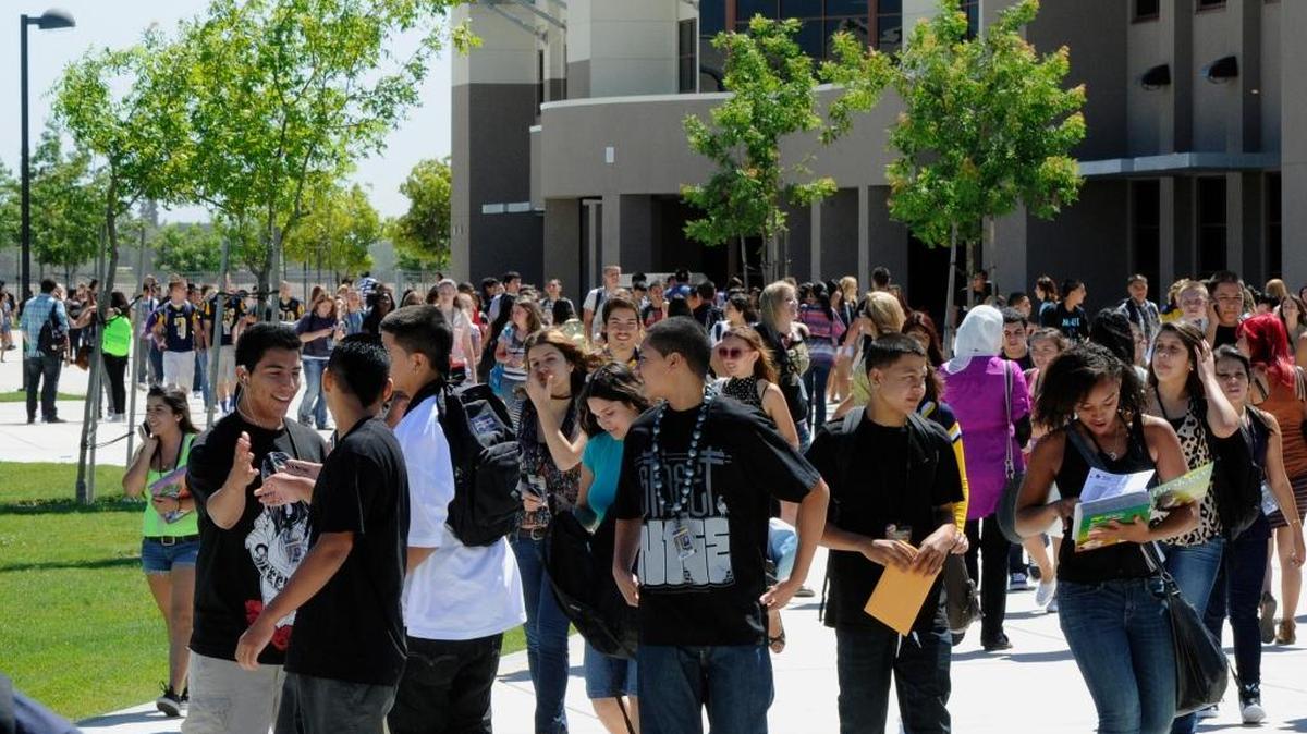 Gregori High School students cross the campus during their lunch break in 2012.