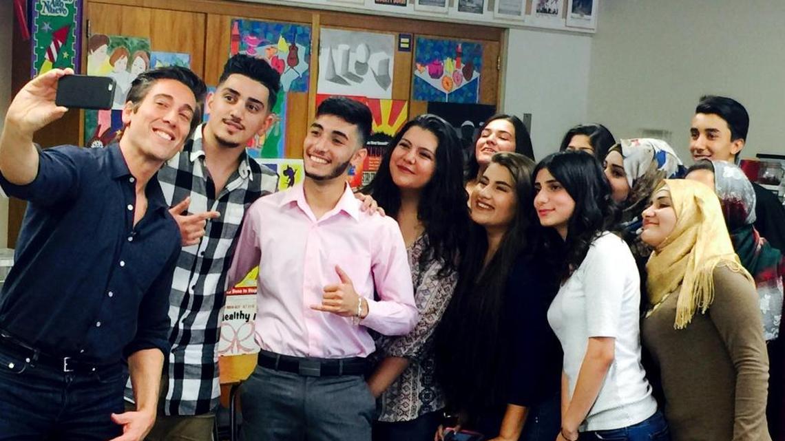 Immigrants at the Davis High School Language Institute in Modesto pose for a selfie in 2016.