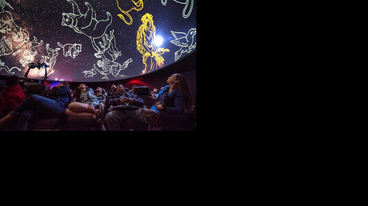 
Mythical characters are overlaid on constellations at the Modesto Junior College Science Community Center planetarium April 3.
