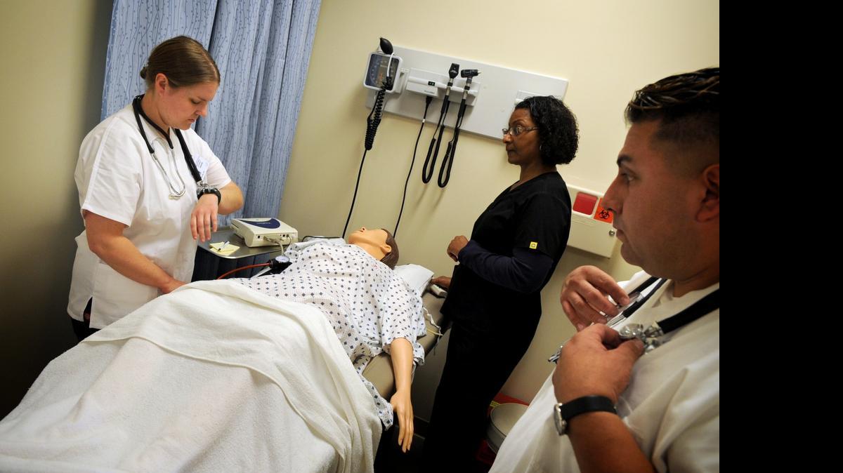 
The Modesto Junior College nursing program demonstrates its patient simulation lab at its opening in 2012.
