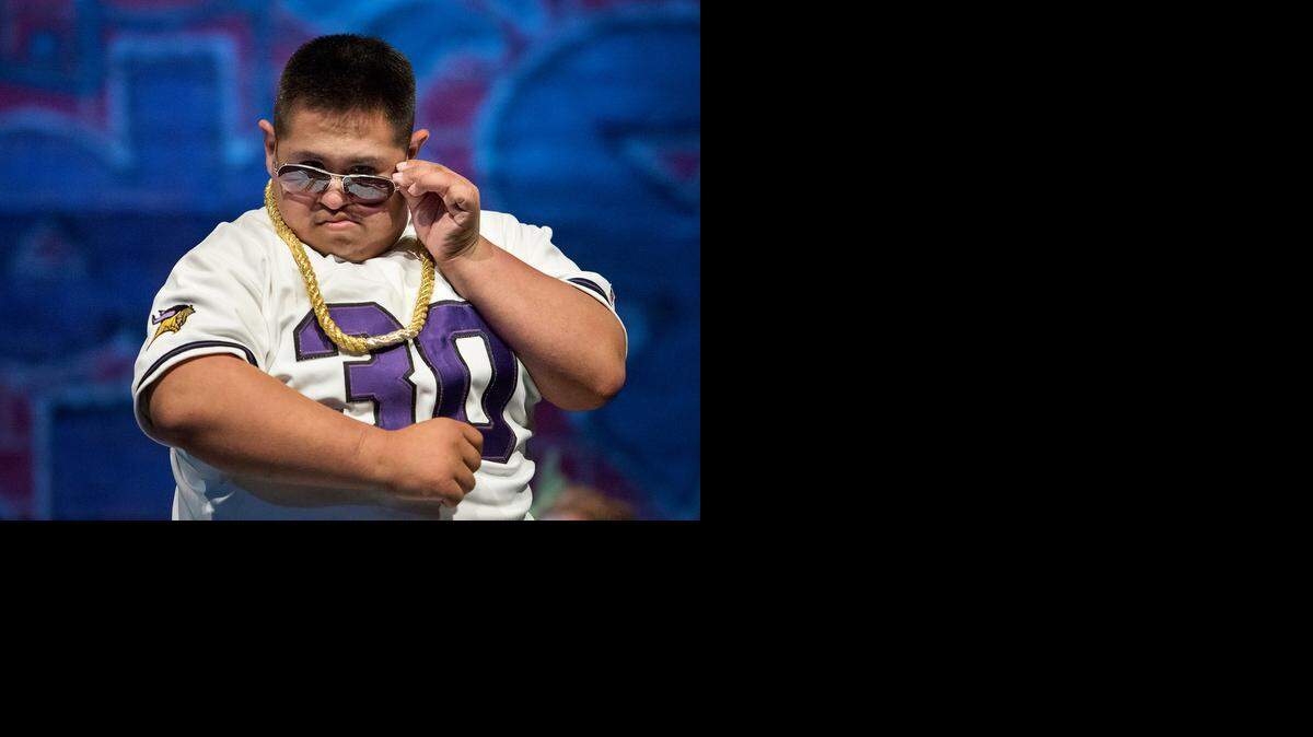 
Johansen student Alex Mackan performs to the song “Jump” during the 11th annual Special Education Talent Show at Johansen High School in Modesto on Thursday.
