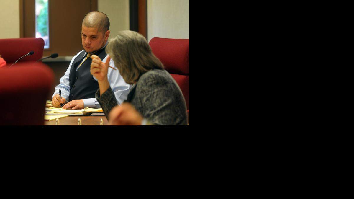 
In May 2012, then-President Ruben Villalobos reacts to comments during a contentious Modesto City Schools board discussion on teacher layoffs in Modesto.
