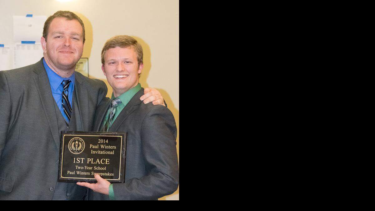 
Modesto Junior College team members James Baugh, left, and Jon Sahlman won first and second place, respectively, in open persuasive speaking at the University of the Pacific speech tournament, qualifying for the National Individual Events Tournament.
