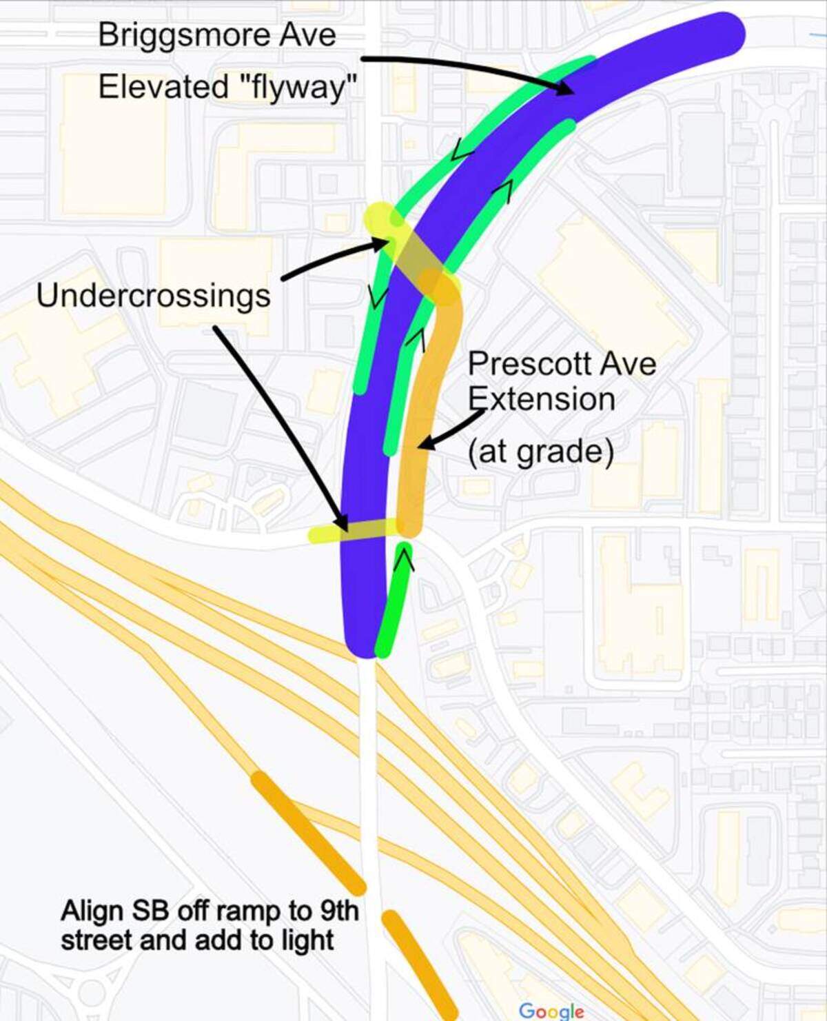 Jeremy Hannon suggested elevating Briggsmore Avenue over its current alignment among his ideas for the Highway 99 interchange. The Modesto Bee asked readers how they would fix the complicated junction in April 2022.