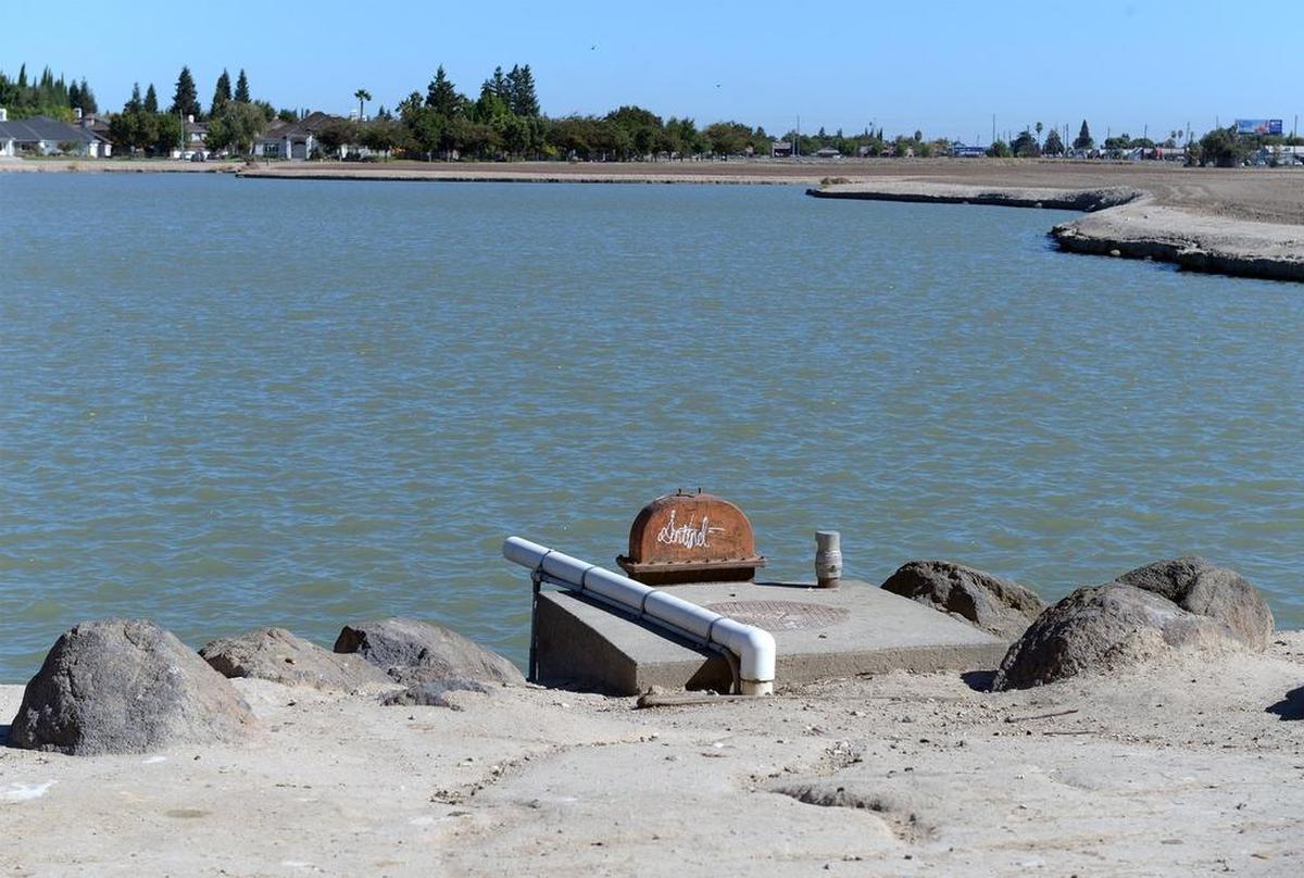 Naraghi Lake on Oakdale Road, seen Aug. 14, was built in 1981 and served as a recharge basin to replenish aquifers.