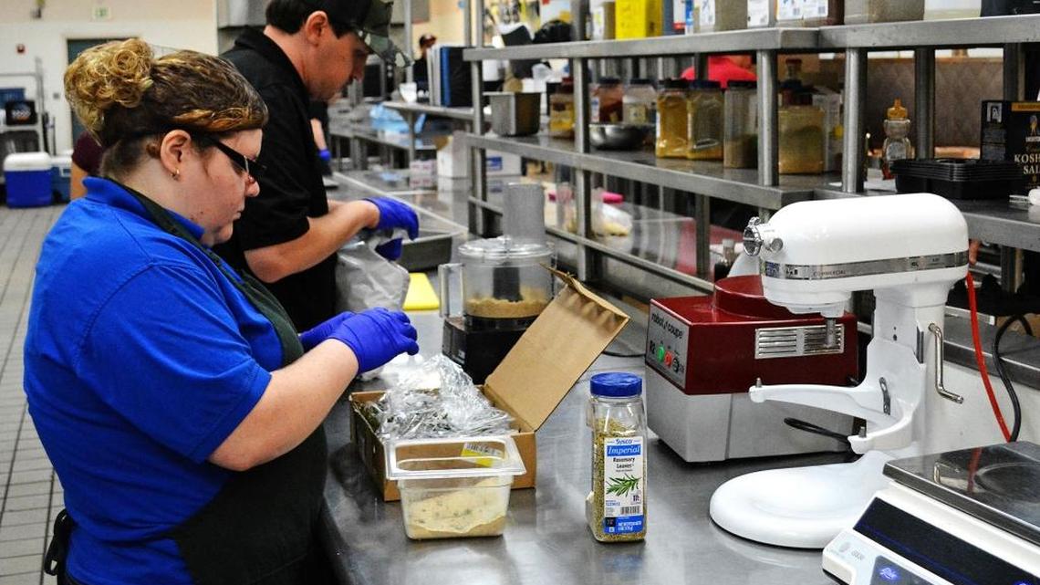 Not only would the Meals on Wheels home delivery program disappear, but so would the program that serves seniors meals in the 12 congregate sites in Stanislaus County. The food is prepared by developmentally disabled workers who are being taught skills they can use in the workplace. Taken Wednesday, March 22, 2017.