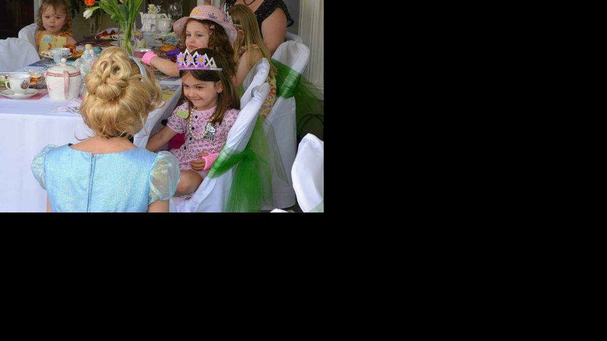 
Emma Scott of Princess Party Fun drops in to enchant young ladies at a tea party hosted by Julie Bz Teas on Saturday.

