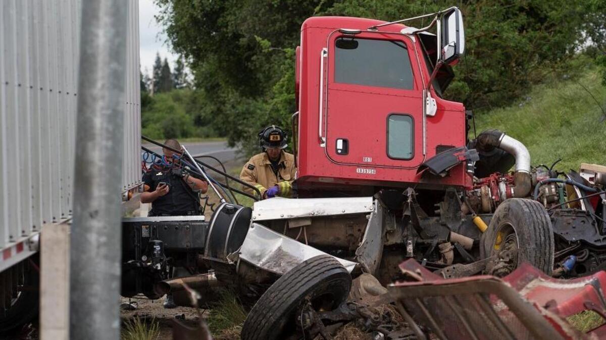 Oakdale Police and CHP investigate a fatal collision on Highway 108/120 at Stearns Road in Oakdale, Calif., on Friday, April 7, 2017.