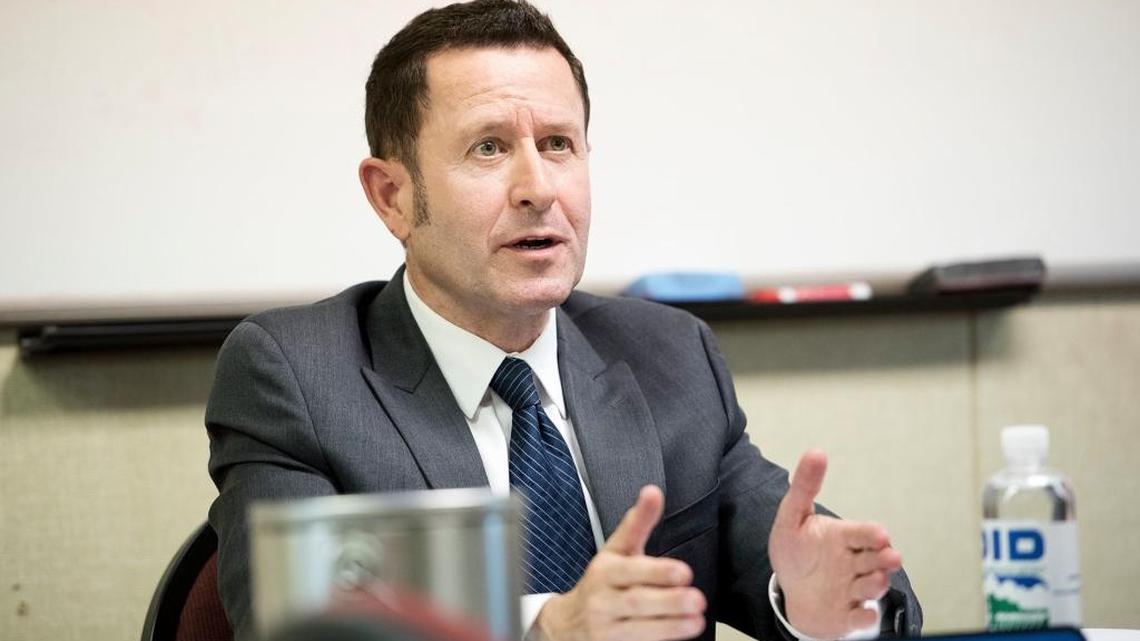 Attorney Fred Silva, representing the Oakdale Irrigation District board majority, speaks at a board meeting last month.