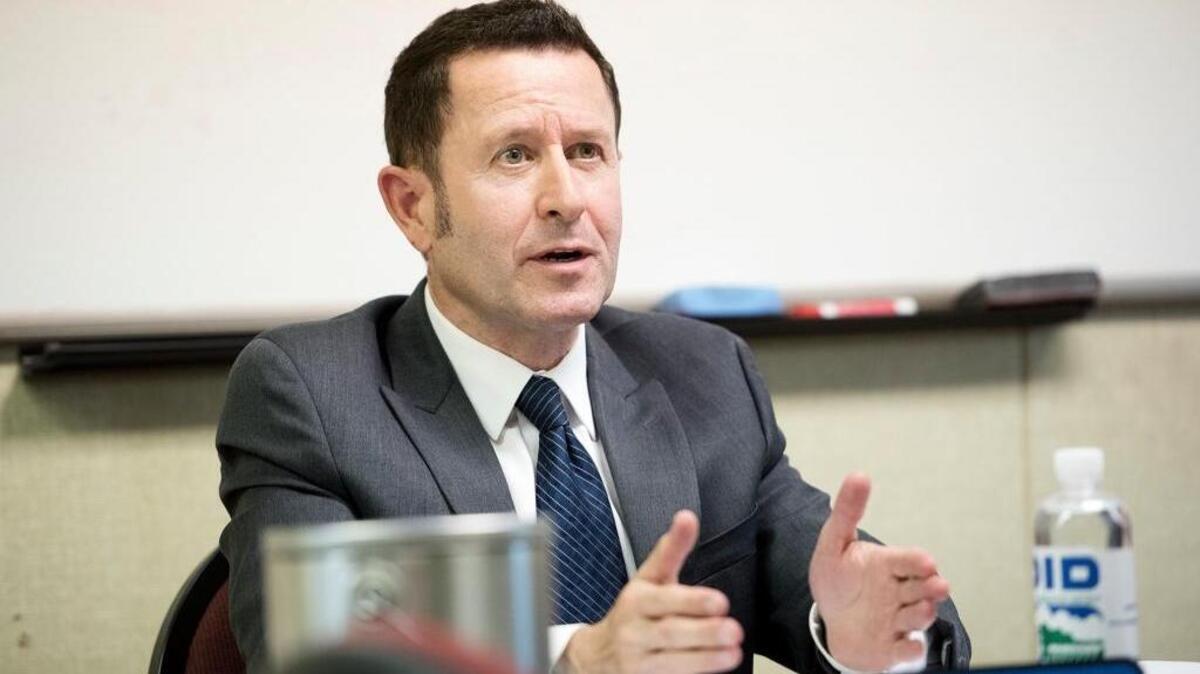 Attorney Fred Silva, representing the Oakdale Irrigation District board majority, speaks at a board meeting last month.
