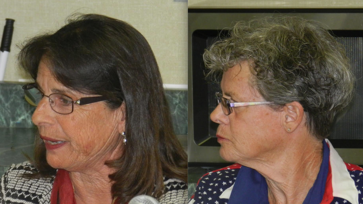 Oakdale Irrigation District board members Linda Santos, left, and Gail Altieri