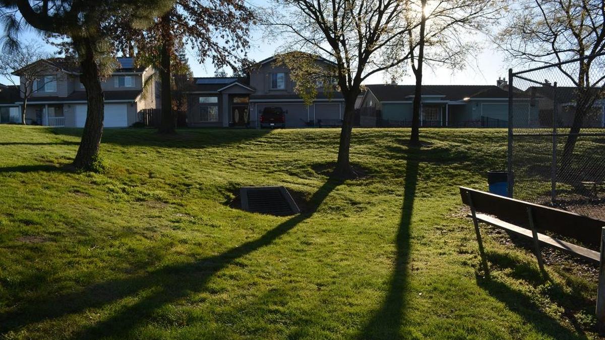 The City of Oakdale and Oakdale Irrigation District are discussing how OID can provide Stanislaus River surface water to keep the city's parks green. Pictured is the William A. Fish Veterans Memorial Park, along Pontiac Drive in the northwest part of Oakdale. It’s a neighborhood park with baseball diamonds, play areas and memorials to those from Oakdale who died during their military service. The park doubles as a storm runoff overflow area.