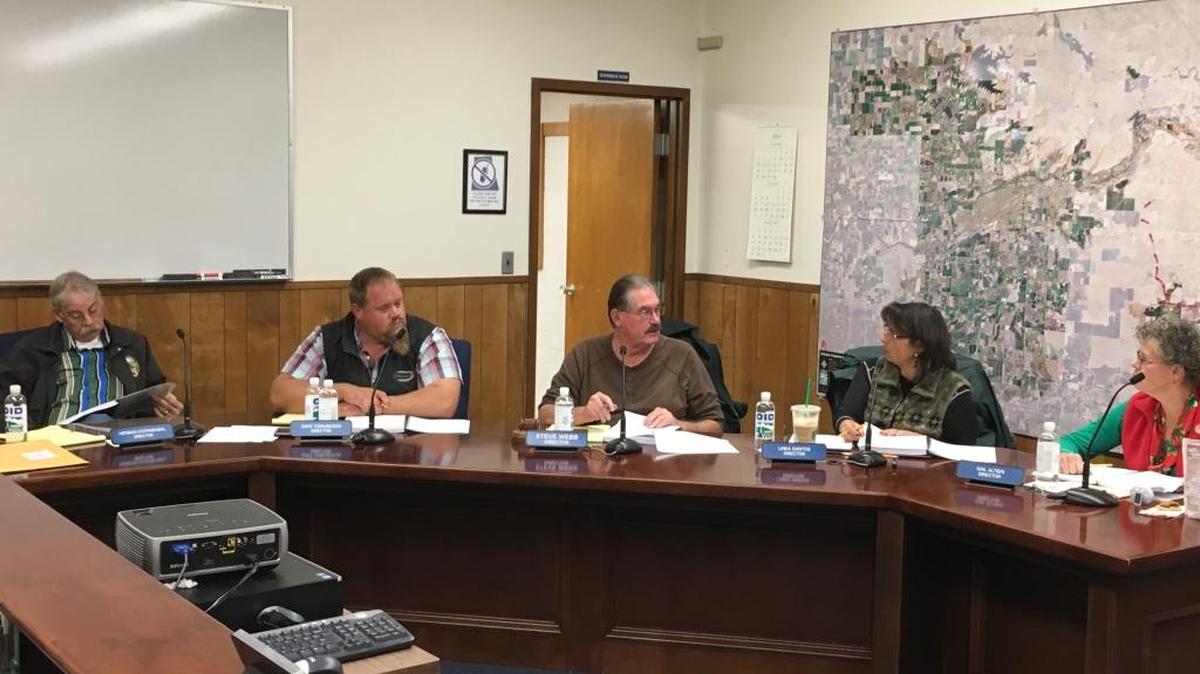 Oakdale Irrigation District board meeting on Dec. 6, 2016. From left, board members Herman Doornenbal, Gary Osmundson, Steve Webb, Linda Santos and Gail Altieri.