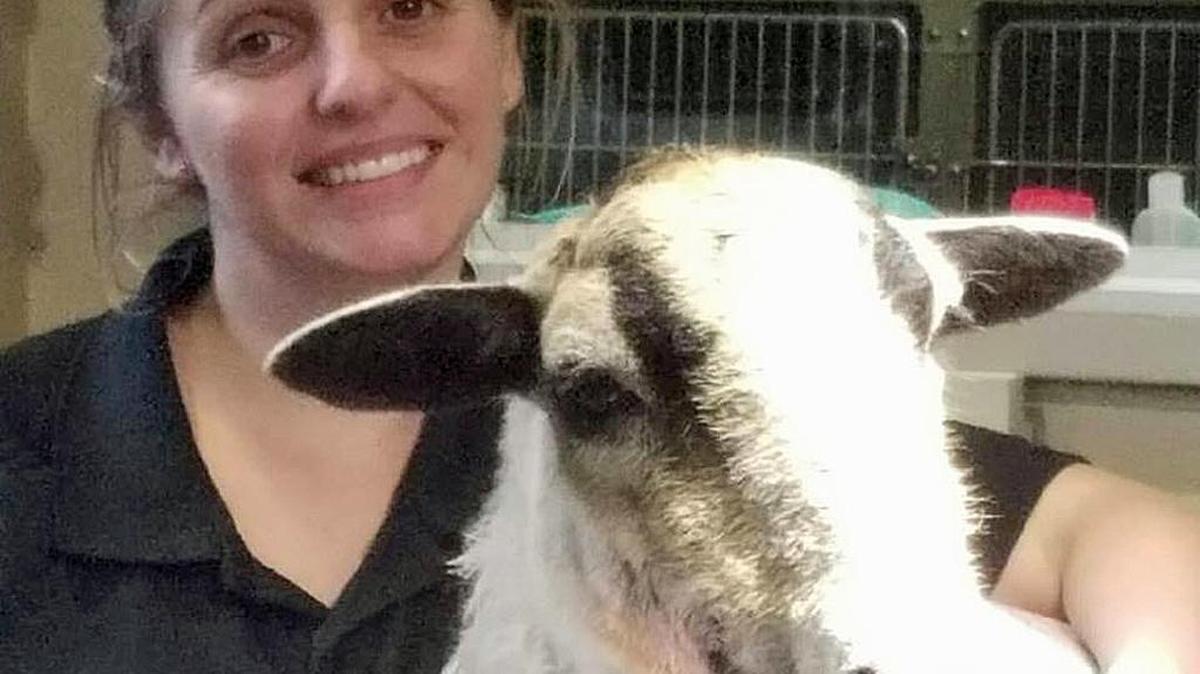 Oakdale Animal Control Officer Danielle Merritt was all smiles with a rescued goat found on Monday, Feb. 6, 2017.