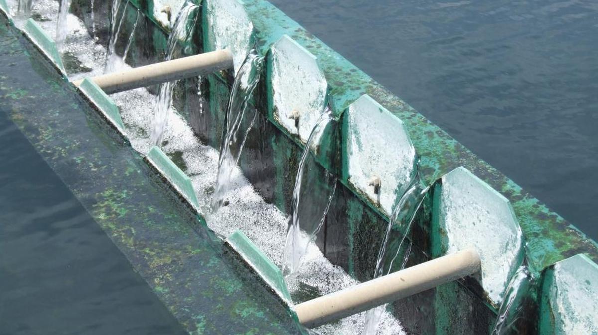 Partially treated wastewater runs through a clarifier at Turlock’s sewage treatment plant in 2014. Del Puerto Water District is buying some of the treated water for agricultural use.