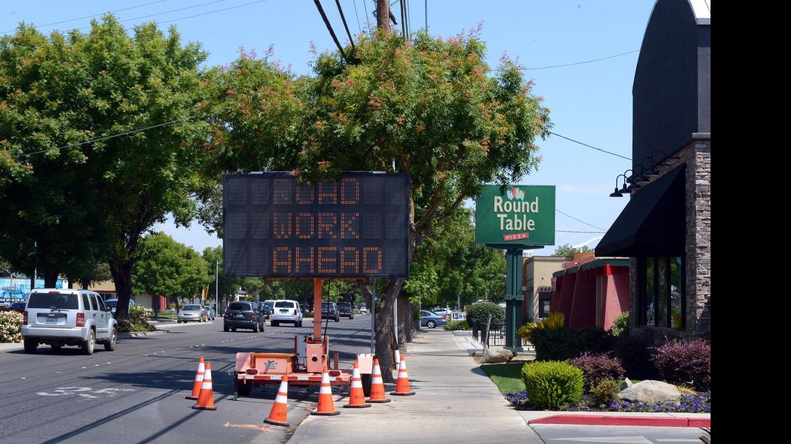 
A road work sign warns drivers Wednesday morning on Geer Road near Minnesota Avenue in Turlock.
