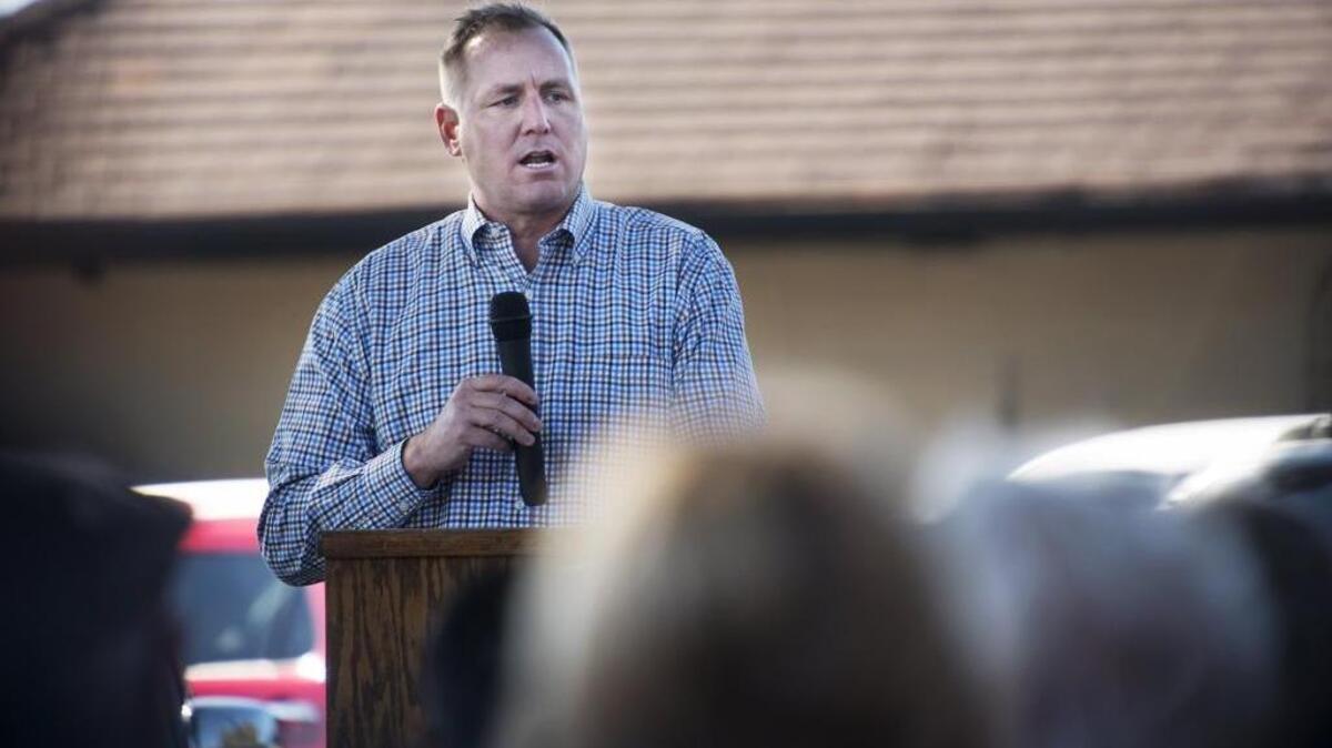 Congressman Jeff Denham speaks to residents of Turlock during a ceremony to honor local veterans in November 2015.