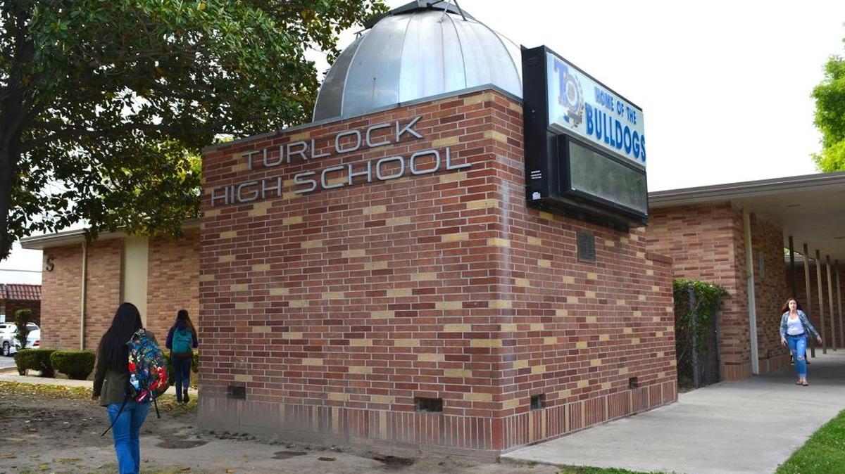 The long-abandoned observatory near Turlock High School’s aging science wing, which no longer meets standards for most science classes, stands at the school entrance. A new science facility for the patchwork THS campus is among projects being considered at a bond study meeting of the Turlock Unified board on Monday.