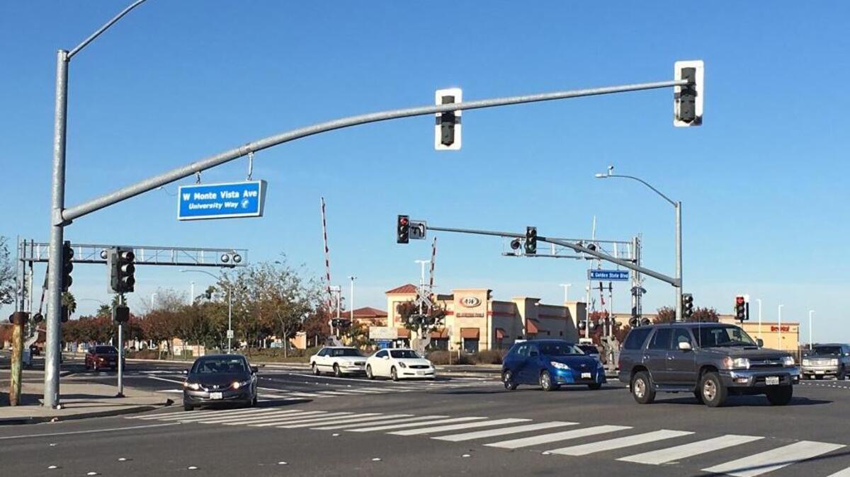 The newly reopened intersection at Golden State Boulevard and Monte Vista Avenue in Turlock is pictured Dec. 2. It will close again, for more work on railroad tracks, Monday through Thursday.