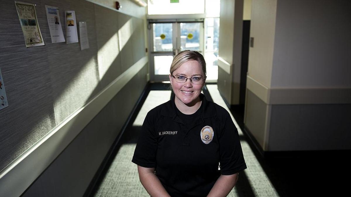 
Police Crime Prevention Officer Michelle Backeroff, who hosts the Citizens Academy, is shown at the Turlock public safety facility in December 2013.

