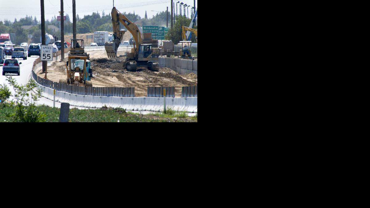 

Cars merge onto southbound Highway 99 amid road work in 2013 near the Broadway Avenue onramp in Salida.
